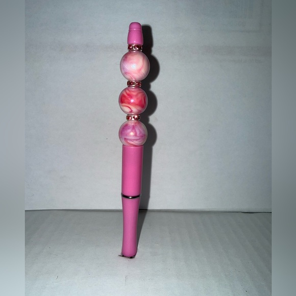 Handmade Other - Handmade Beaded Pen- Pink Marble Resin Beads